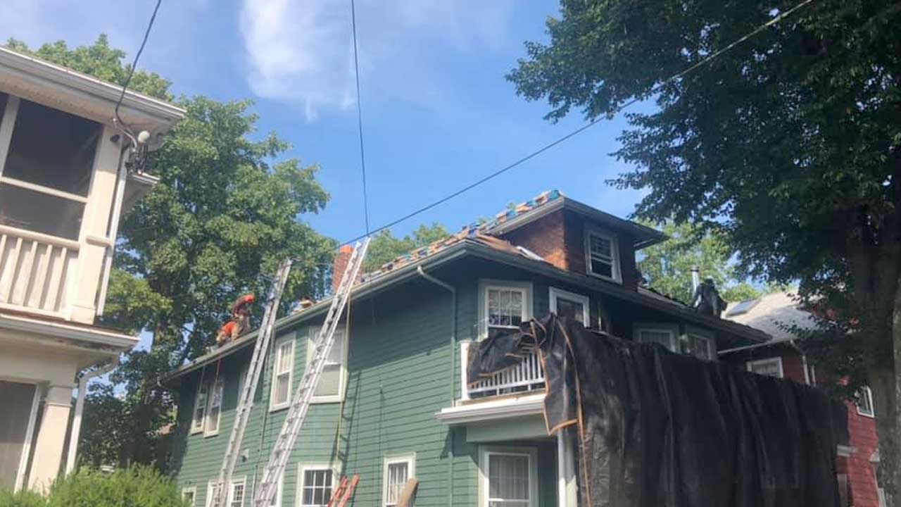 A roof replacement by Canoni Roofing in Jamaica Plain, a neighborhood of Boston, Massachusetts